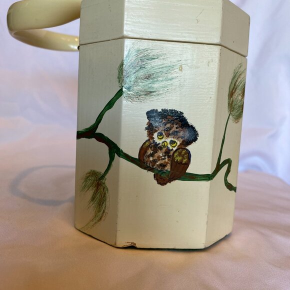 MCM VINTAGE ANNIE LAURIE BOX HANDBAG PURSE - HAND PAINTED CUTE OWLS - Picture 4 of 9